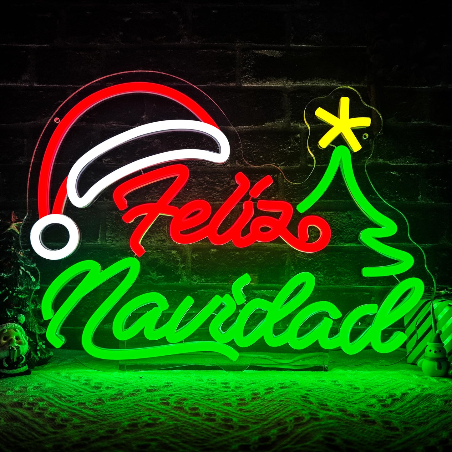 Feliz Navidad Neon Sign Dimmable Merry Christmas Neon Sign for Wall Decor Christmas Tree Neon Light Mexican christmas Light Up Sign for Bedroom Living