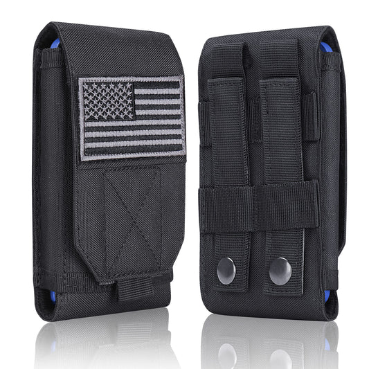 Heyqie Black Tactical Molle Cellphone Pouch Case,Heavy Duty Waterproof Phone Holster Bag for iPhone 14 15 16 Pro Max for Samsung S24 S23 Ultra S22