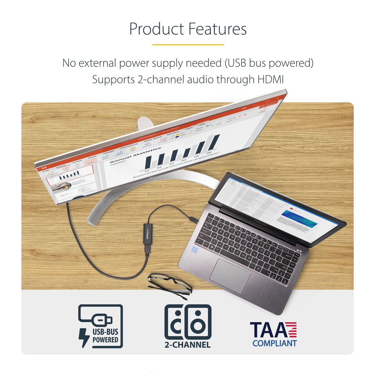 StarTech USB-A 3.0 to HDMI Converter, 1080p60, Windows Driver Required, TAA