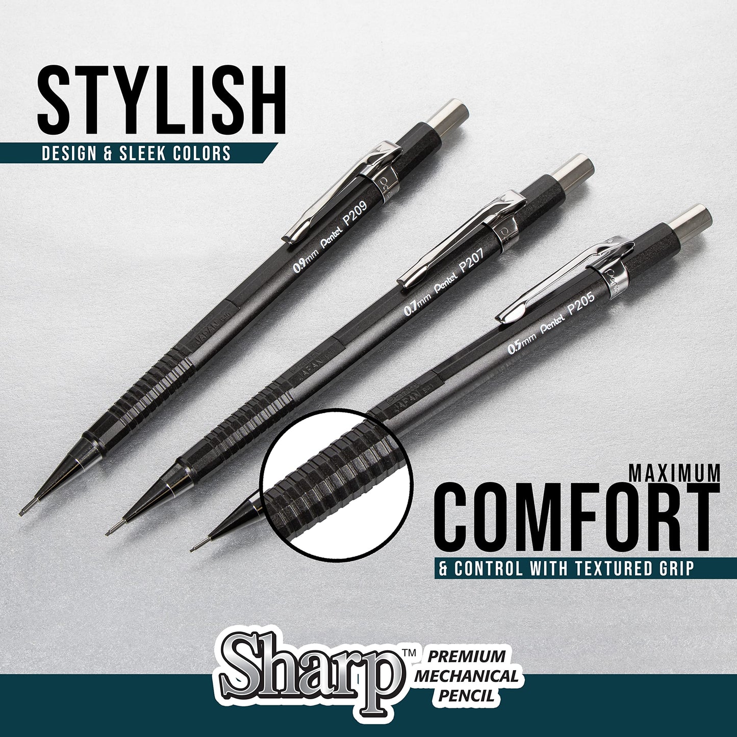 Pentel Sharp Mechanical Pencil, (0.9mm), Bold Line, Yellow Barrel, Pack of 4 (P209PF4G)