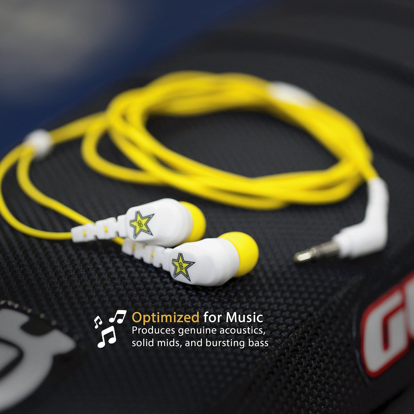 SCOSCHE HP200RSWTYL Rockstar ThudBuds Noise Isolation Earbuds with 4 ft. Cable and 3.5mm Connector - White/Yellow