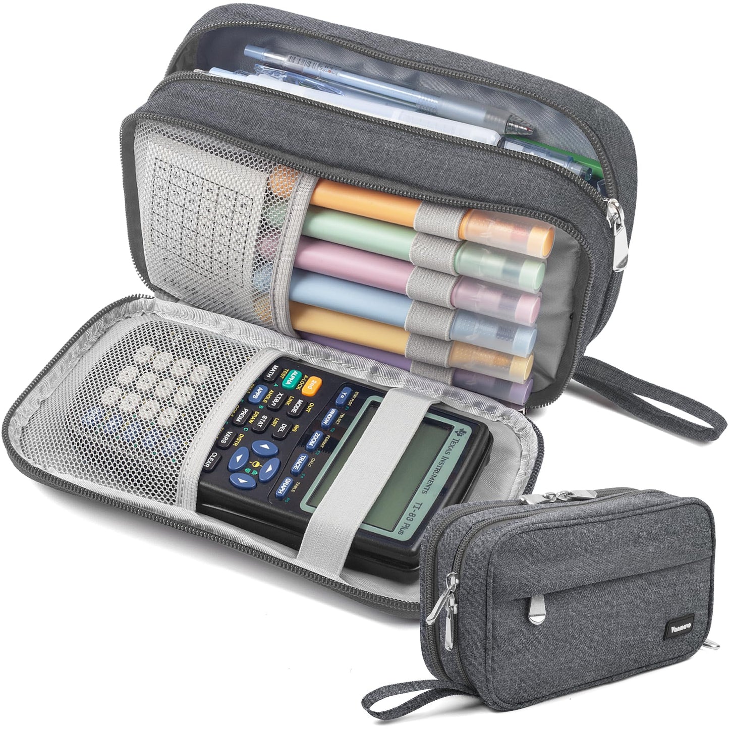 Pencil Case Big Capacity Pen Pouch Large Storage Holder Marker Pen Bag Durable 3 Compartment School Office Desk Organizer Portable Cute Zipper