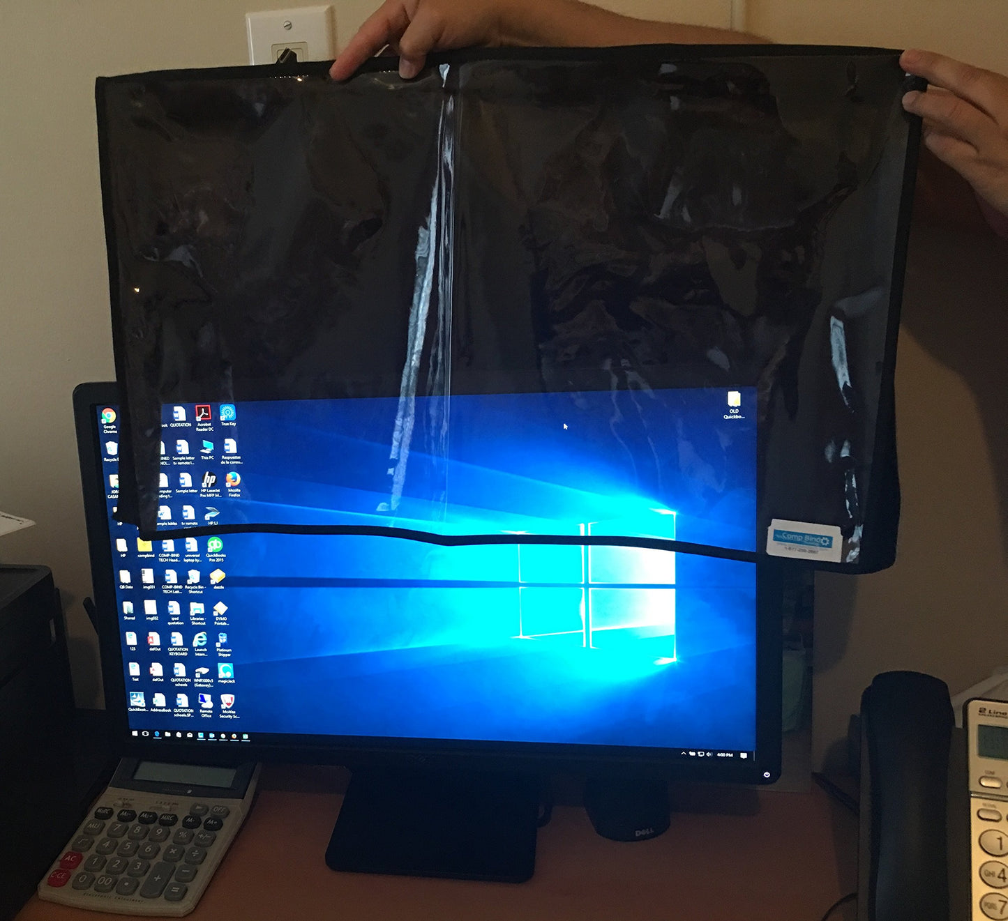 Comp Bind Technology Cover Compatible with Dell Inspiron 23'' Portable Touch Screen All-in-One Computer Monitor. Front Clear Transparent Marine Black