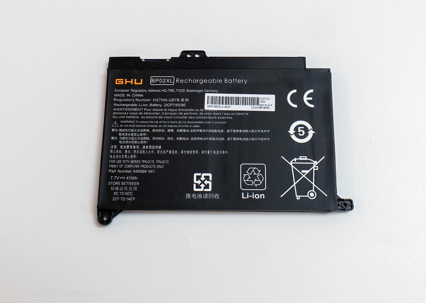 GHU New Laptop Battery BP02XL 7.7V 41Wh 849909-850 Compatible with HP Pavilion PC 15-AU000 15-AU010WM AU018WM Series BP02XL BP02041XL HSTNN-LB7H