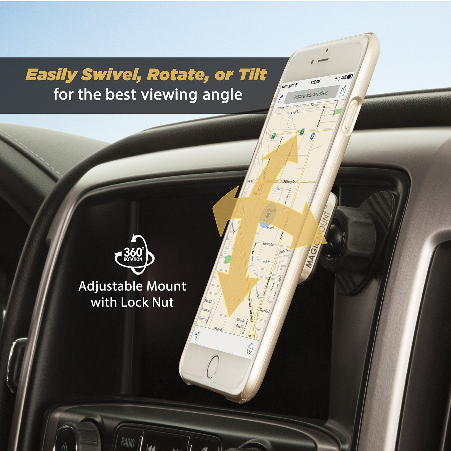 Scosche MPD2PK-UB MagicMount Pro Magnetic Car Phone Holder - Strong Magnet Mount for iPhone and Android - Secure Magnetic Mount for Car - Universal