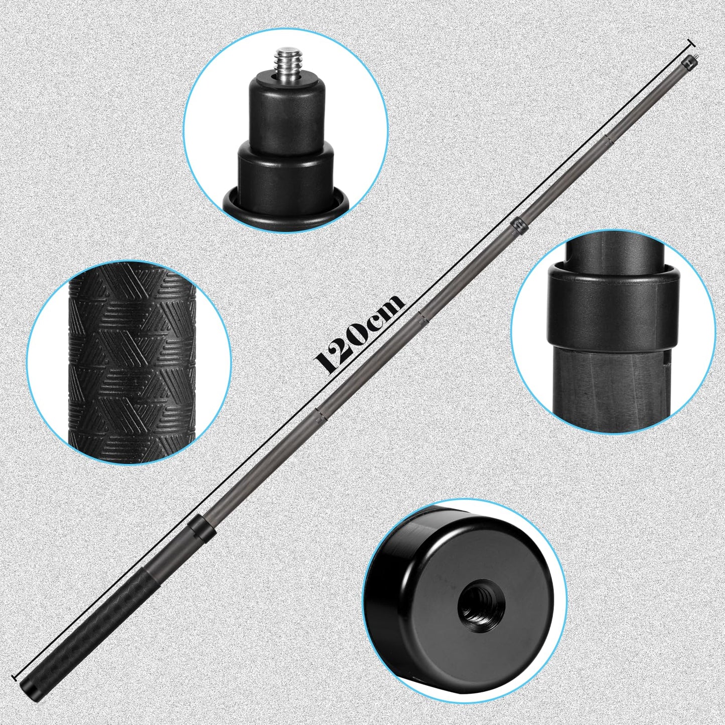 Brave Heart 10.6-47.2 inches Carbon Fiber Invisible Selfie Stick for Insta360 X5 x4 Insta 360 X5 x4 x3 x2 x Go 2 3 for DJI OSMO 360 Action Camera