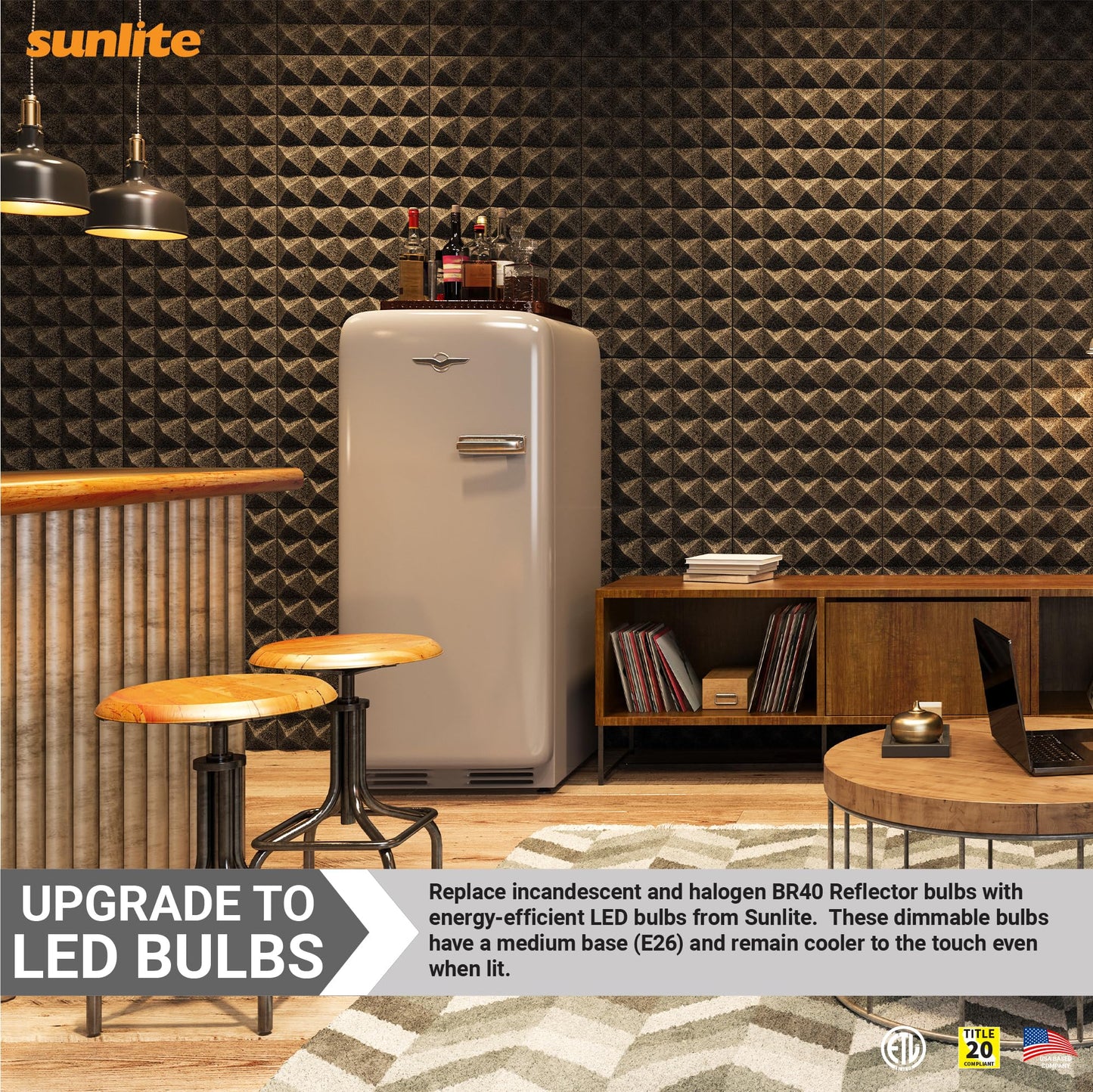 Sunlite 81487 LED BR40 Reflector Light Bulb, 12 Watts (85 Watt Equivalent), 120V, 1150 Lumens, Medium E26 Base, 90 CRI, Dimmable, Title-20 Compliant