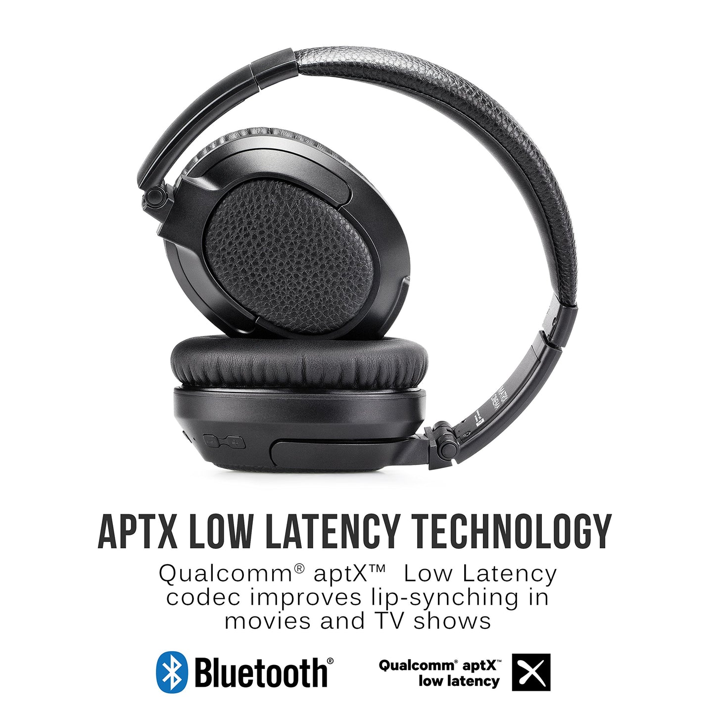 MEE audio Matrix Cinema Bluetooth wireless headphones with aptX Low Latency and CinemaEAR audio enhancement for clearer sound in TV shows and movies
