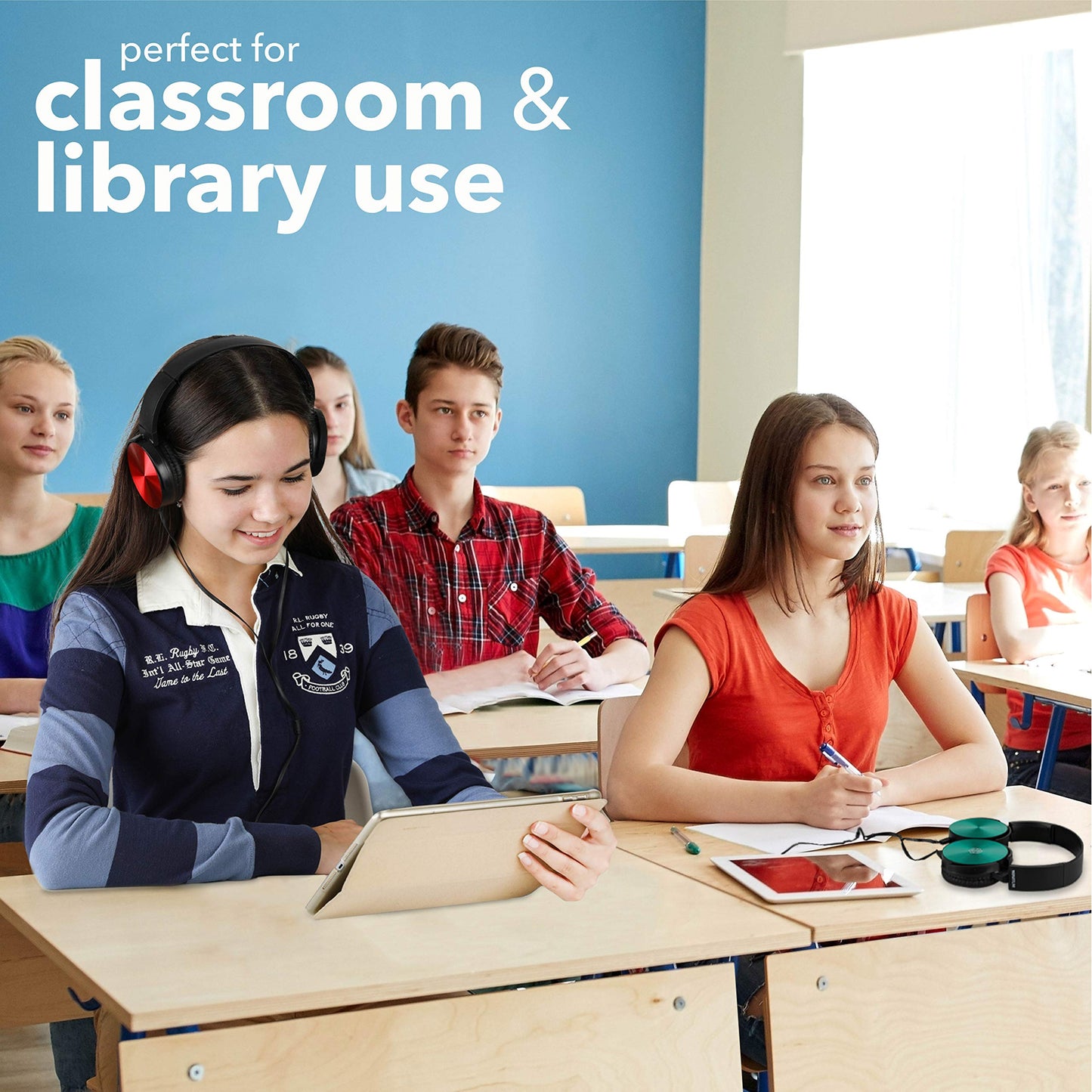 Classroom Headphones-Bulk 10-Pack, Student On Ear Color Varieties- Comfy Swivel Earphones for Library, School, Airplane, Kids-for Online Learning…