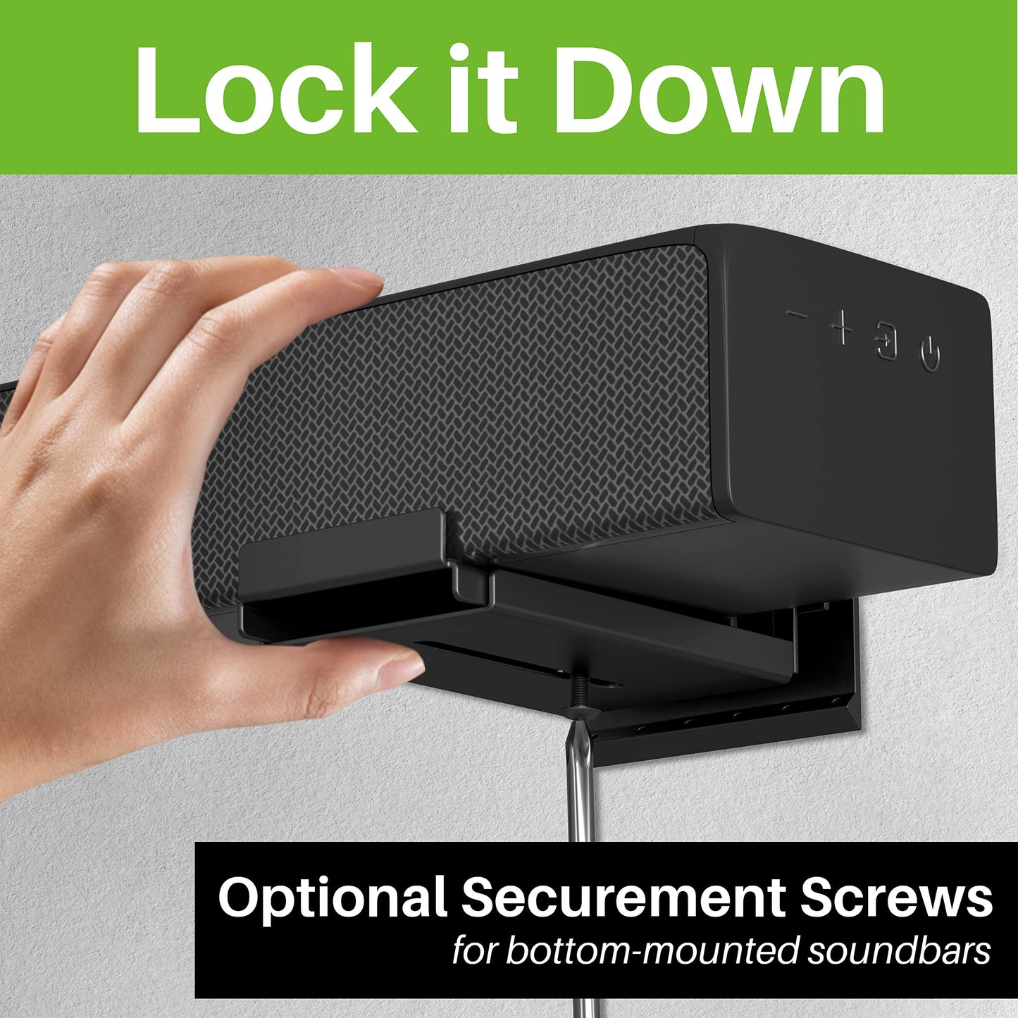 USX MOUNT Studless Soundbar Wall Mount, Universal Drywall Sound Bar Wall Brackets, Works with Most Soundbars, Holds up to 22 Lbs, Depth Adjustable