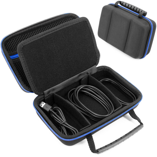 CASEMATIX Hard Shell Electronics Organizer Travel Case with 2 Adjustable Cable Bag Dividers, 3 Zipper Pouches and Elastic Cable Loops - Compact and