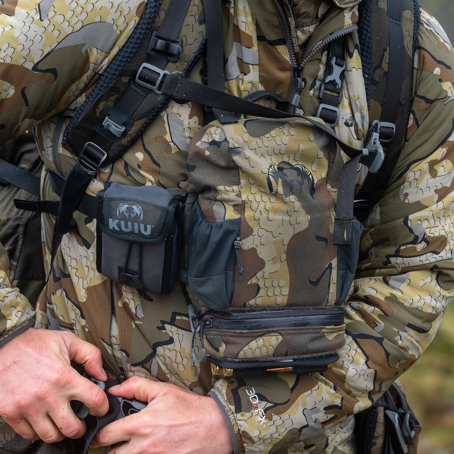 KUIU PRO Bino Harness - Waterproof, Adjustable, One-Hand Lid, Custom Foam Shims, Hydration Rig Compatible Binocular Harness