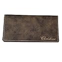 Personalized Checkbook Cover Faux Leather Permanently Engraved (Brown)