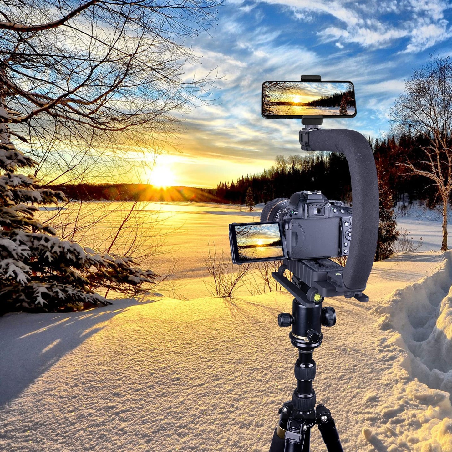 3-Shoe DSLR/Mirrorless/Action Camera Camcorder Phone Stabilizer Expansion Cage Mount Moviemaking Holder Rig YouTube Tiktok Vlogging Video Kit