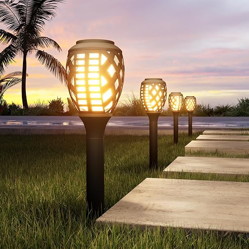 Grand patio Outdoor 8 Packs Solar Lights, Water-Resistant Flickering Flames Torch Light, Landscape Decoration Lighting for Garden Yard