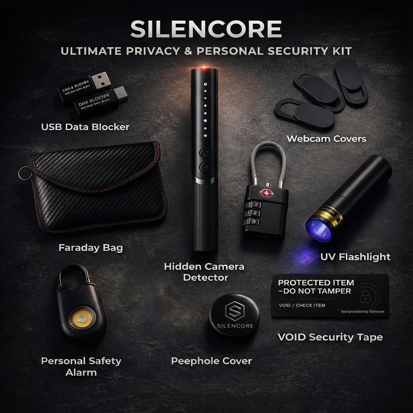 Hidden Camera Detector by Silencore - Travel Privacy Protection Kit for Hotels & Airbnb, Office | Spy Camera Detection, GPS Tracker Detector, USB Data