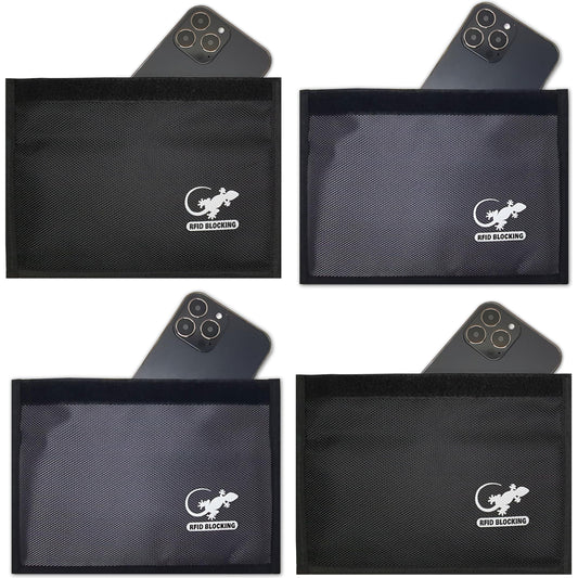 4 Faraday Bag Anti-Tracking GPS RFID Car Key Signal Blocker Wallet Shielding Pouch Protective Case for Cell Phone Car Key FOB, Data Privacy