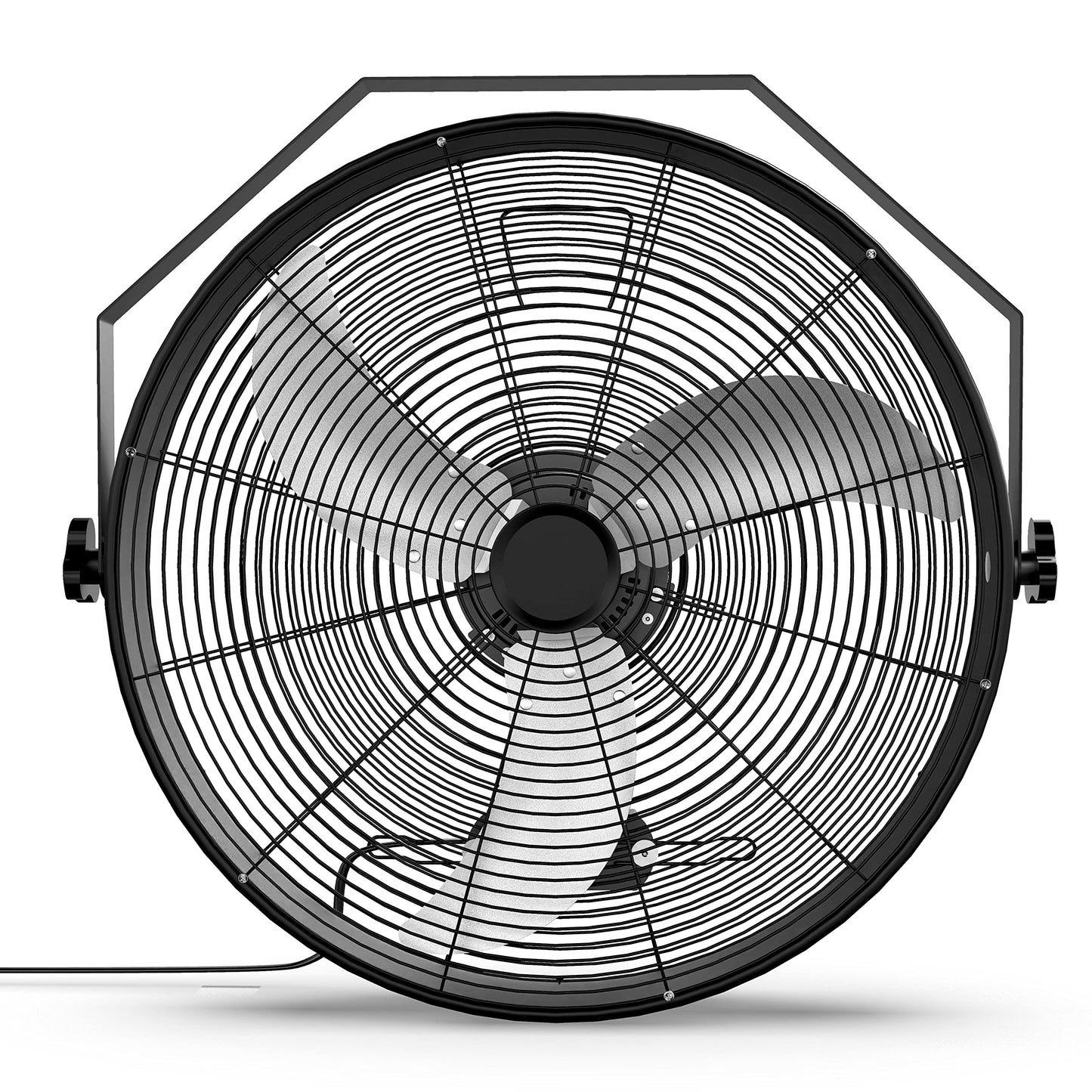 20 Inch High Velocity Wall Mount Fan with Rack, 3 Speed Industrial/Commercial Metal Ventilation Fan
