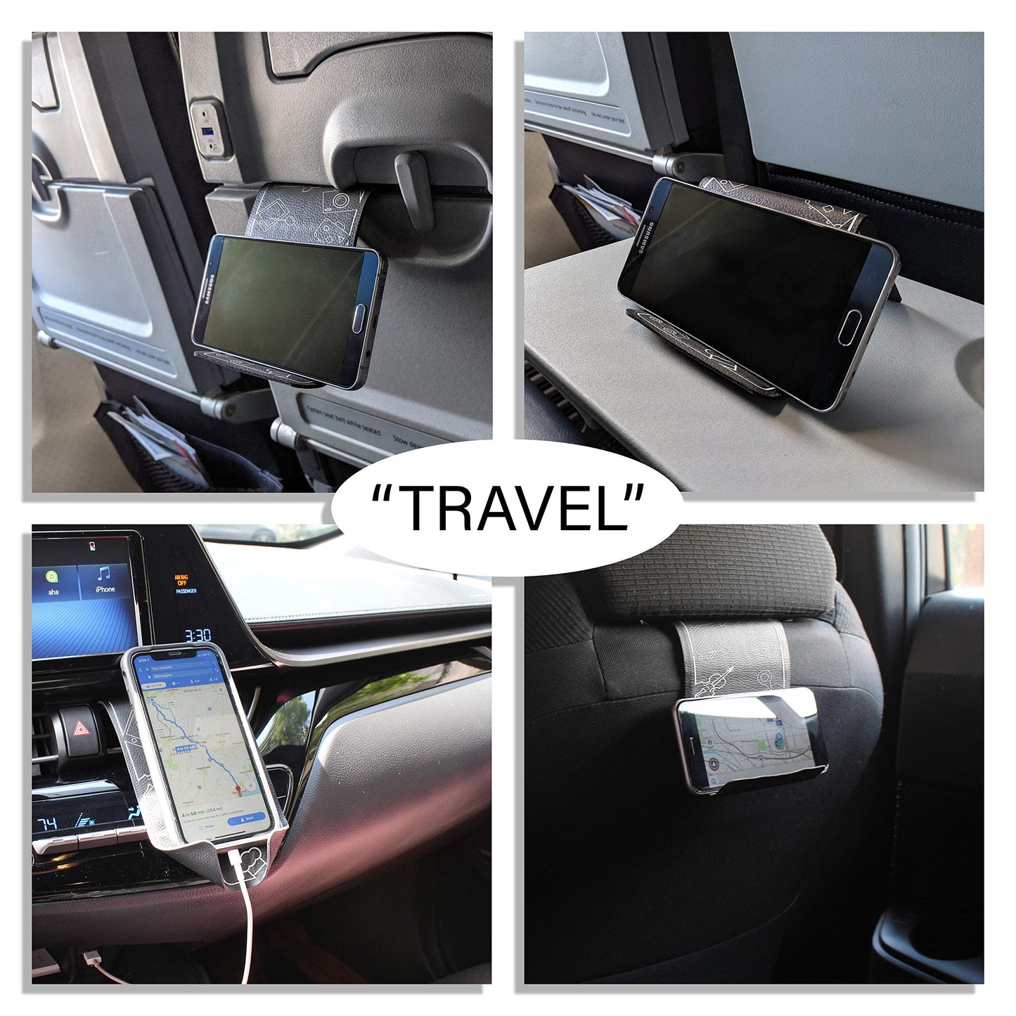 Flex Flap Cell Phone Holder & Flexible Tablet Stand for Airplane Travel, Desk, Bed, Treadmill - Essential Accessories & Cool Gadgets for Flying