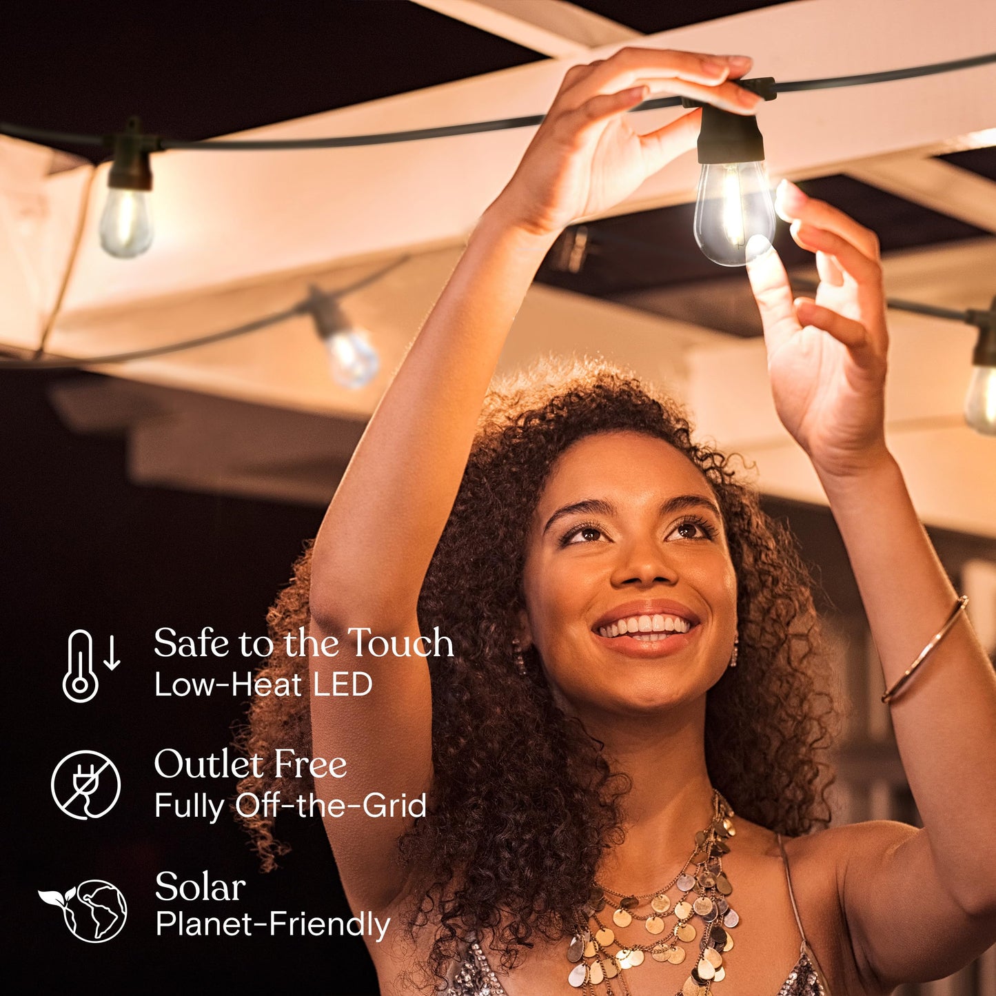 Brightech Ambience Pro Solar Powered Outdoor String Lights, 48 ft Commercial Grade Waterproof Patio Lights, 15 Edison Bulbs, Shatterproof LED String