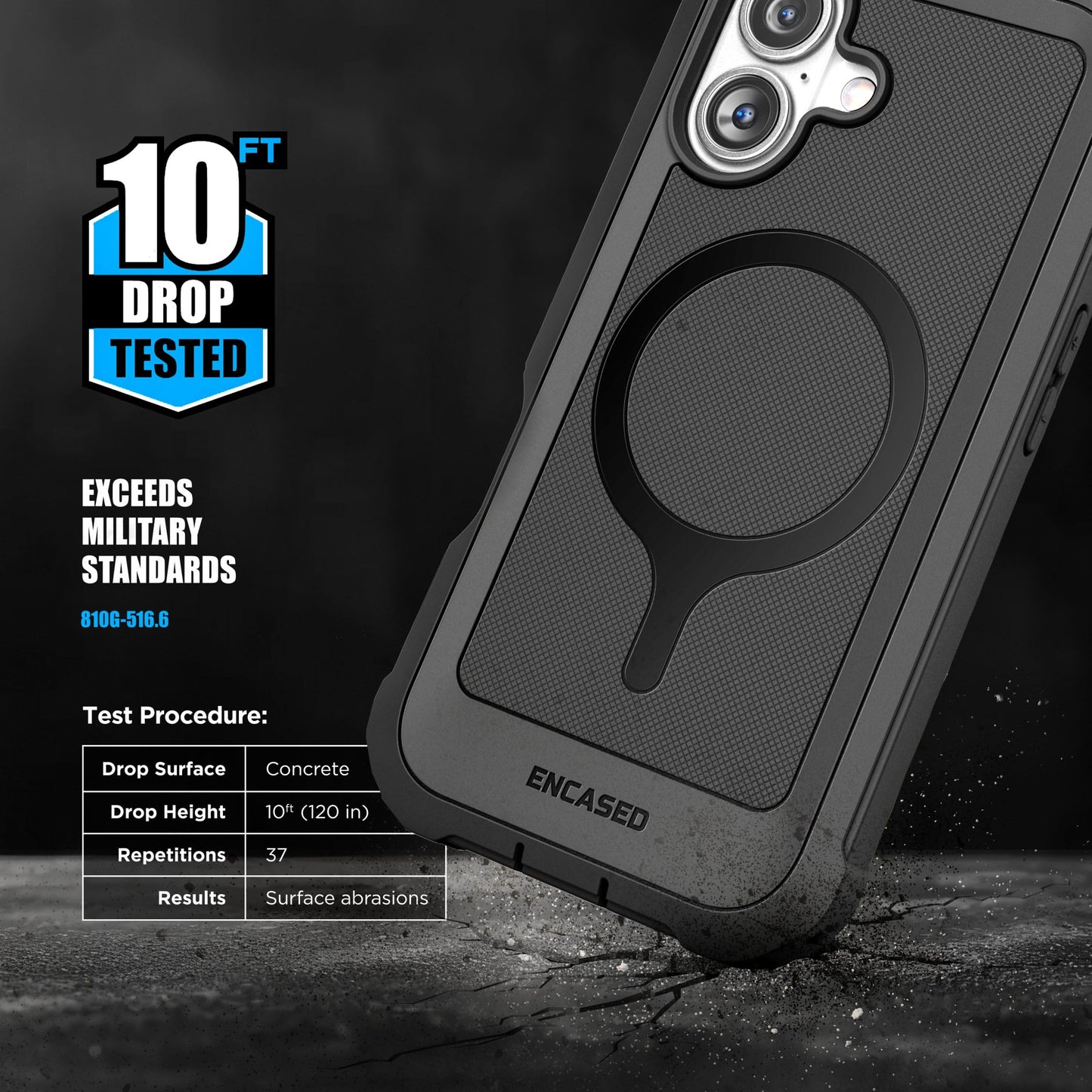 Encased Protective Case for iPhone 16 with Belt Clip (2025) Full-Body Case with Built-in Screen Protector and Phone Holster (Compatible with MagSafe)