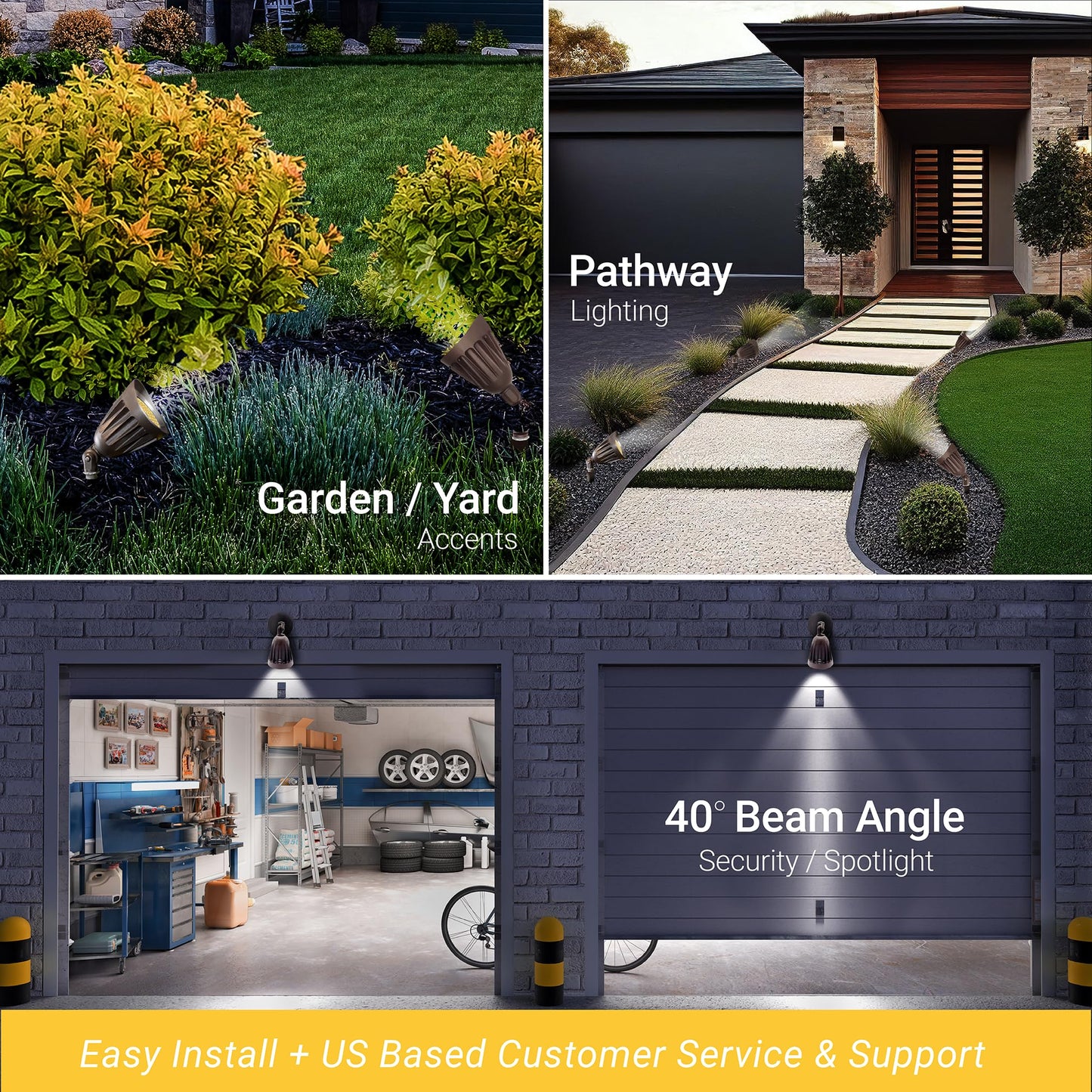 NuWatt 25W Bronze Bullet Spot Light Outdoor LED Landscape Floodlights, 3500 Lumens Bright Outdoor Light for Yard, 3000K/4000K/5000K Selectable, 1/2"