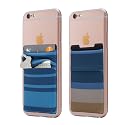 Cardly Wallet | Card and Money Holder for Cell Phone | Sticks On Case (Blue & Tan Striped)
