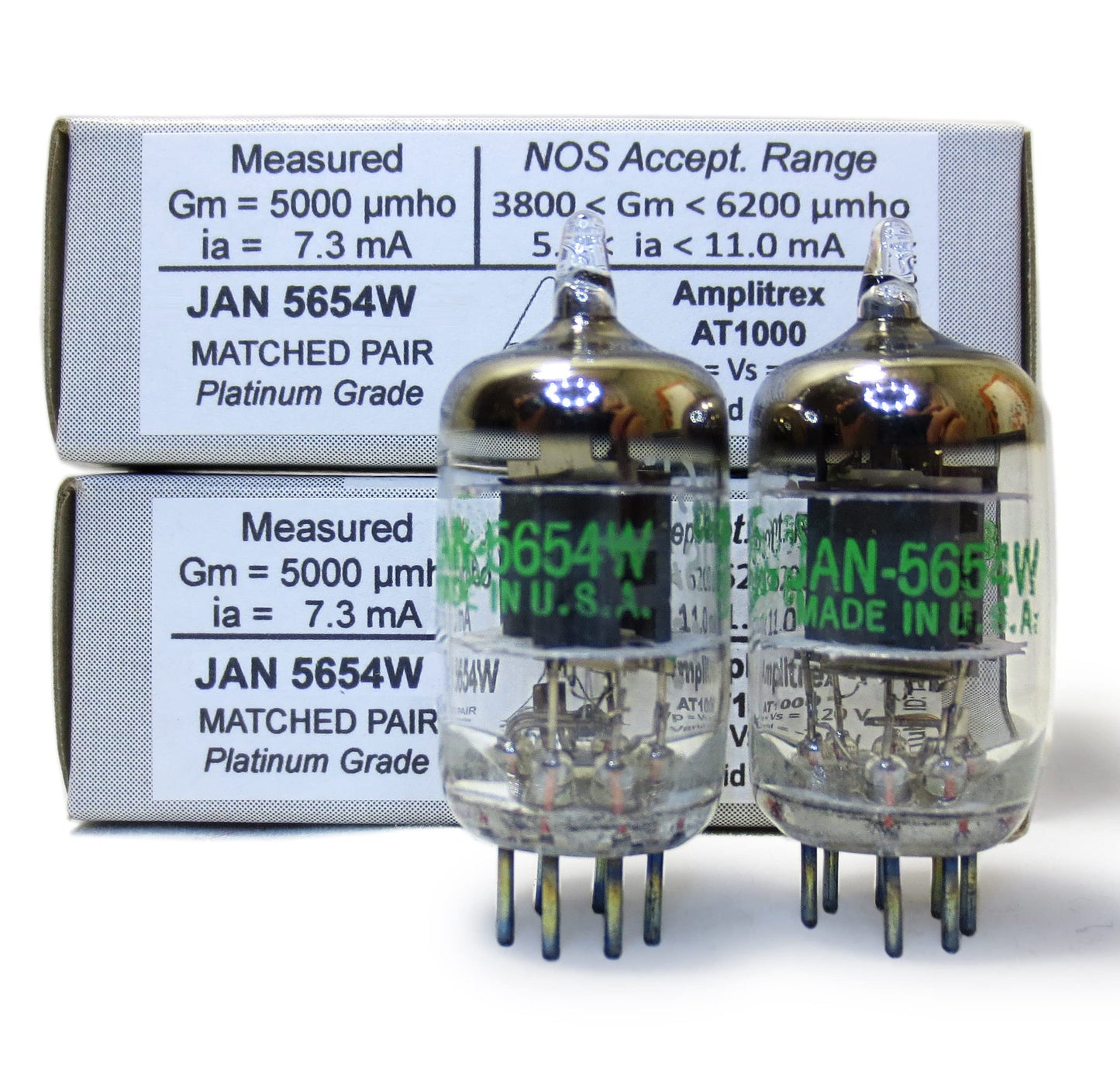 Riverstone Audio - Tested/Matched Pair (2 Tubes) 7-Pin JAN 5654W Fully-Tested Vacuum Tubes - Upgrade for 6AK5 / 6J1 / 6J1P / EF95 - JAN 5654W Platinum