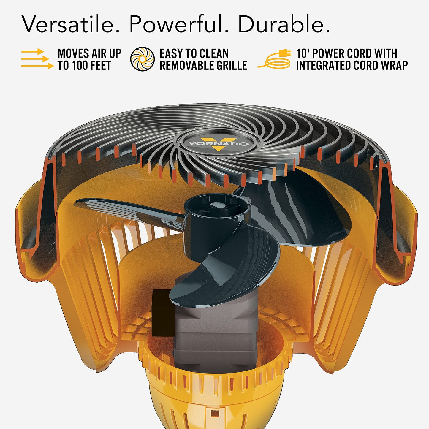 Vornado 293 Large Heavy Duty Shop Fan, 3 Speed Electric Fan, High Impact Casing, IP54-Rated Motor, Whole Room Air Circulator, Pivoting Head, Carry