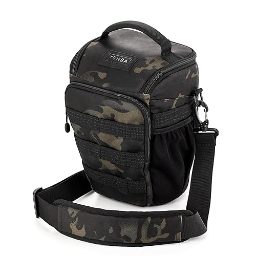 Tenba Axis v2 4L Top Loader Camera Bag for DSLR or Mirrorless Camera with Attached 24-70mm (or 70-200mm 2.8 When Bag is expanded) - Multicam Black