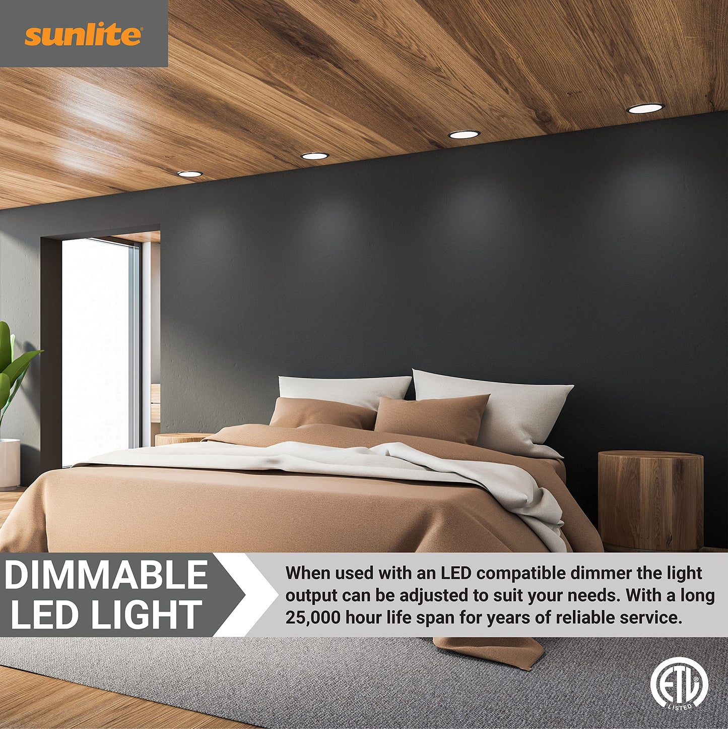Sunlite 41568 LED PAR16 Long Neck Recessed Spotlight Bulb, 7 Watt, (75W Halogen Replacement), 500 Lumens, Medium (E26) Base, Dimmable, ETL Listed