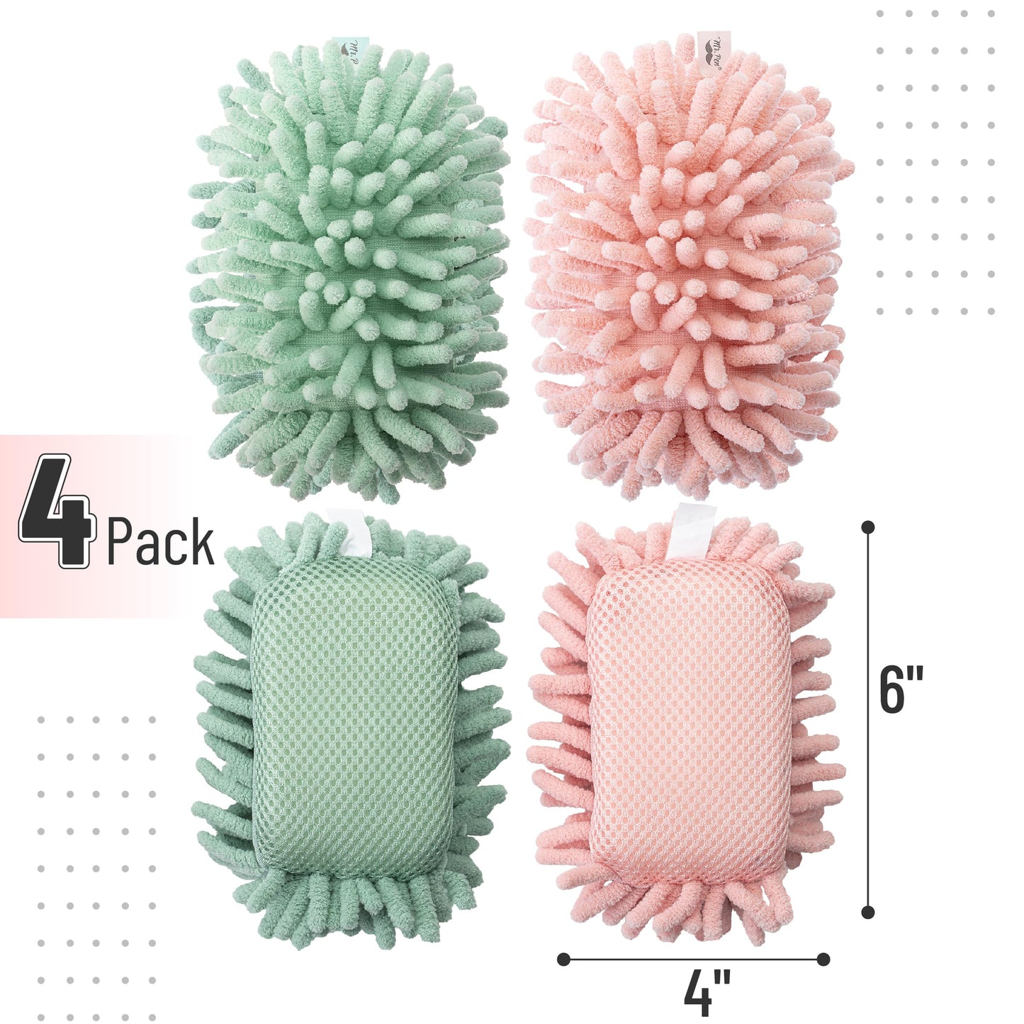 Mr. Pen- Magnetic Microfiber Shag Whiteboard Erasers, 4" x 6", 4 Pack
