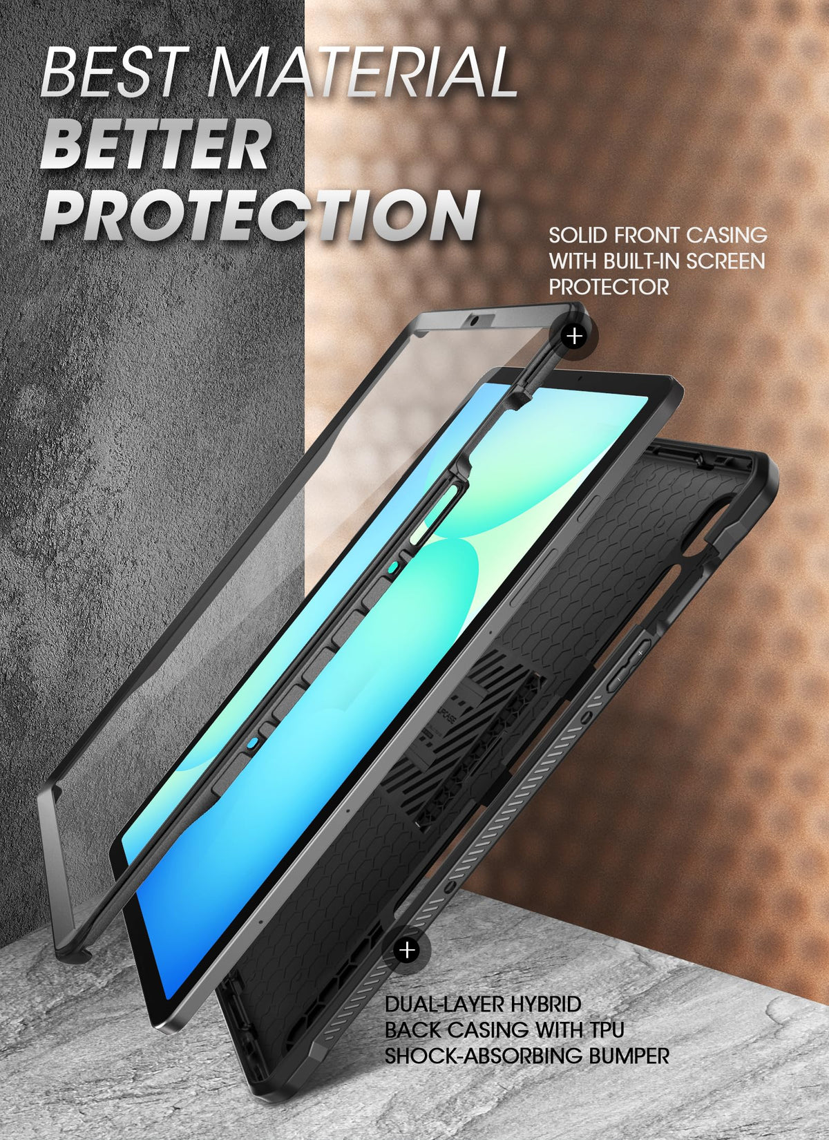 SUPCASE for Samsung Galaxy Tab S10 FE Plus Case 13.1" 2025, Stand, Black