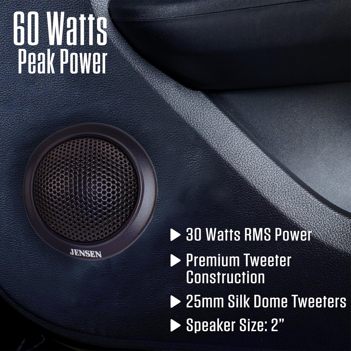 Jensen APEX JSTW2 2" Silk Dome Car Tweeters Pair 60W Peak Component Set