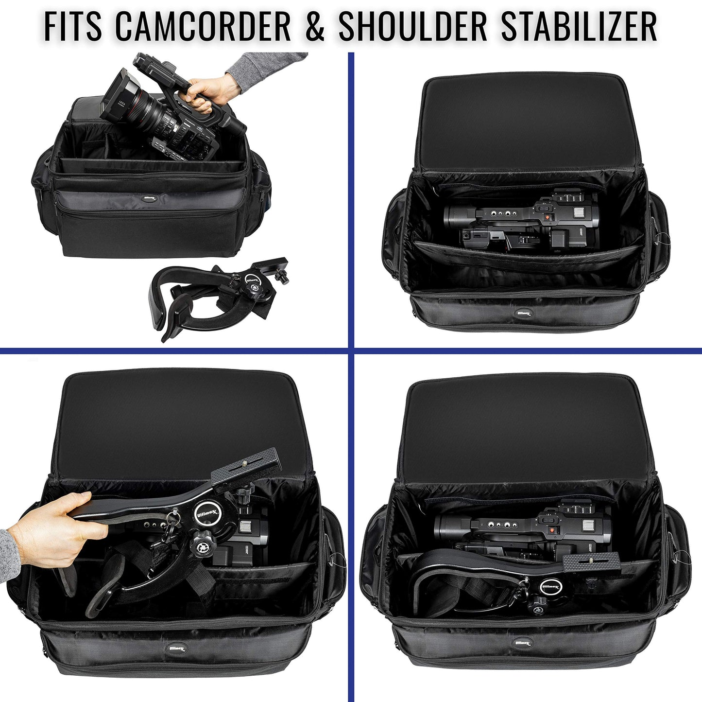 Ultimax’s Extra Large, Water-Resistant Gadget Bag Compatible With Camcorders and Accessories for Panasonic AG-AC160, AC30, AC90A, AC130A, AF100