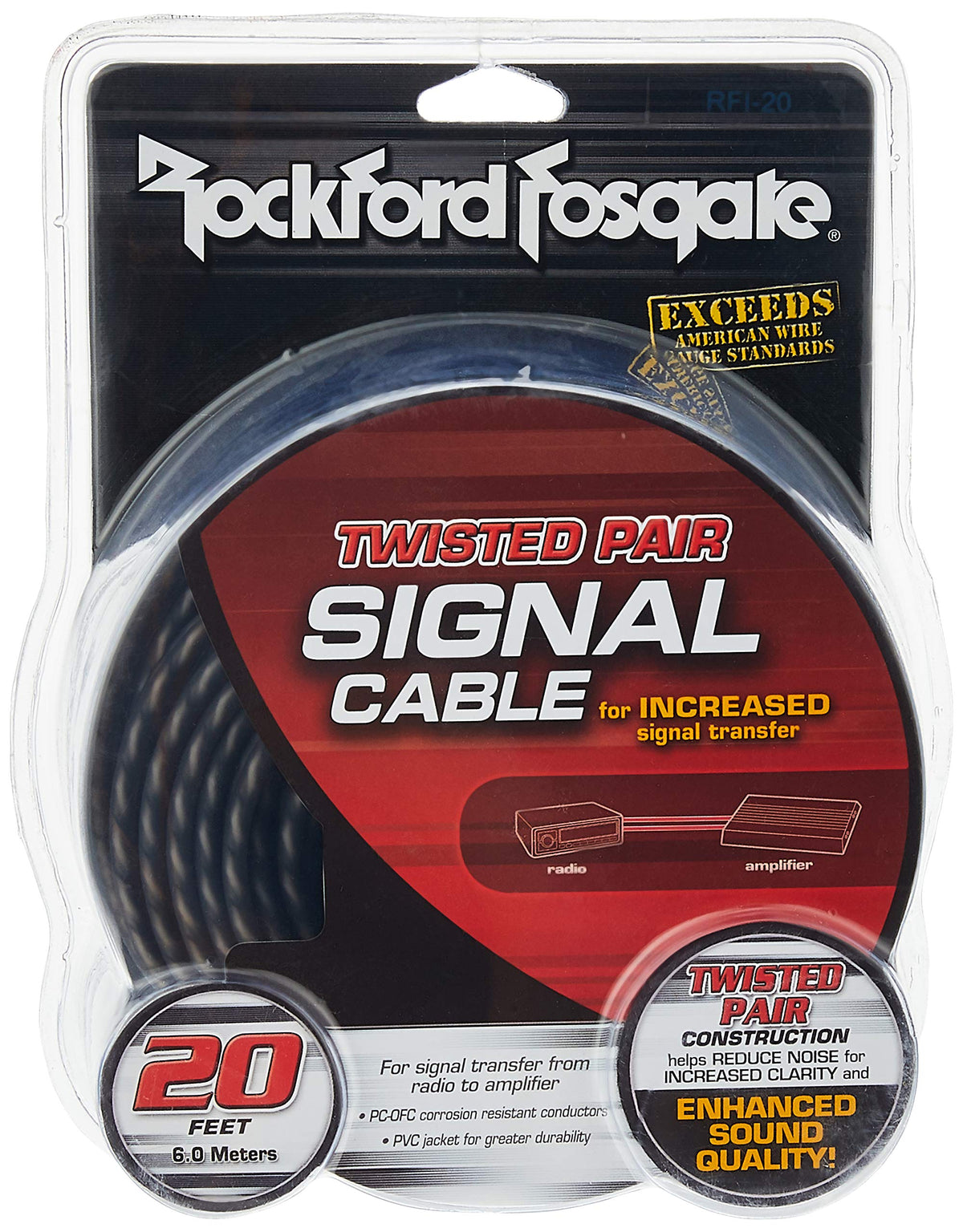 Rockford Fosgate RFI-20 Twisted Pair 20-Feet Signal Cable