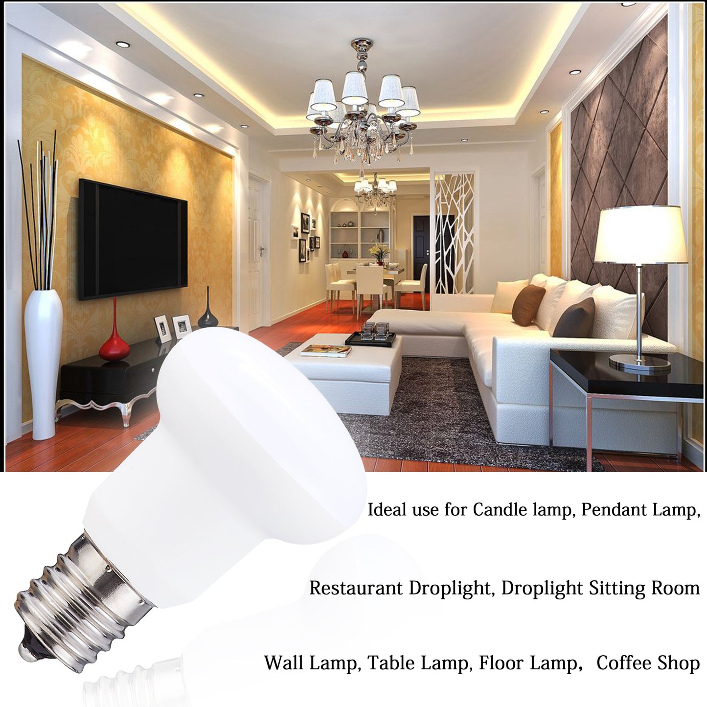 R14 LED light Bulb 3Watt E17 Base 300lumen 120Volt Daylight White 5000k (equivalent 25Watt Flood Light Bulb Brightnes)Be applicablefor Ceiling Fan