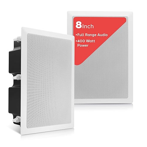 Pyle Ceiling Wall Mount Enclosed Speaker - 400 Watt Stereo In-wall / In-ceiling 8" Enclosed Full Range Deep Bass Speaker System - 50Hz-20kHz Frequency