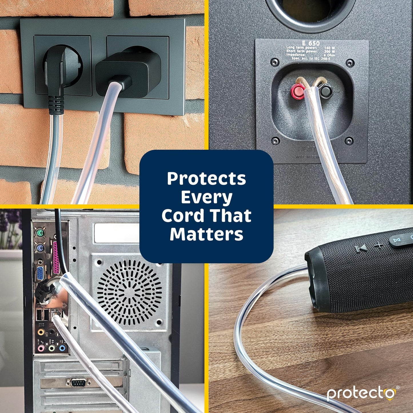 PROTECTO Heavy Duty Cord Protectors from Pets No Chew Solution, 10ft Easy to Use Dog & Cat Cord Protector, Clear & Odorless Critter Cord Covers