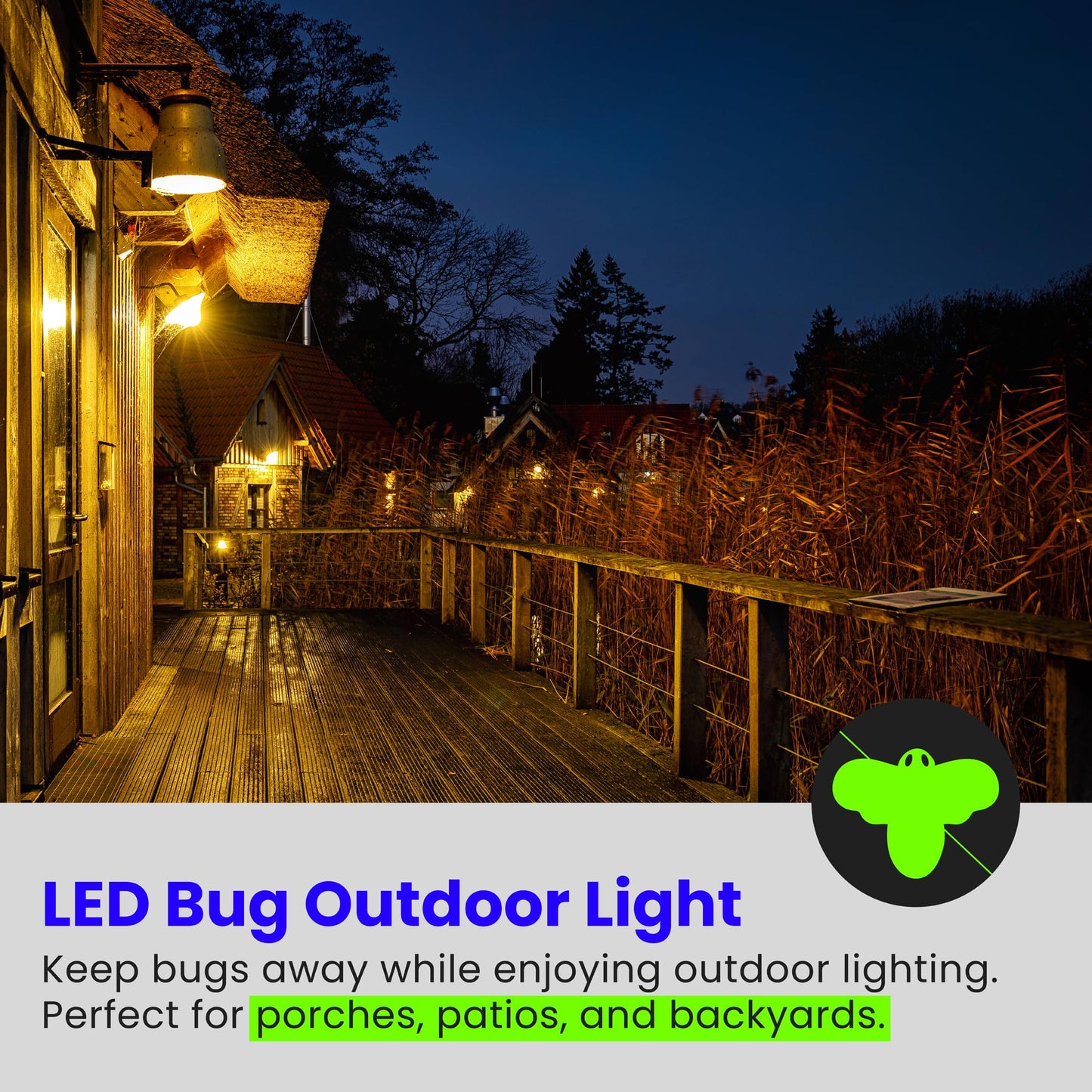 Feit Electric A19 Outdoor LED Bug Light, 100-Watt Equivalent, Dimmable LED Light Bulb, E26 Medium Base, 800 Lumens, 120V, 13 Years Lifetime, Yellow