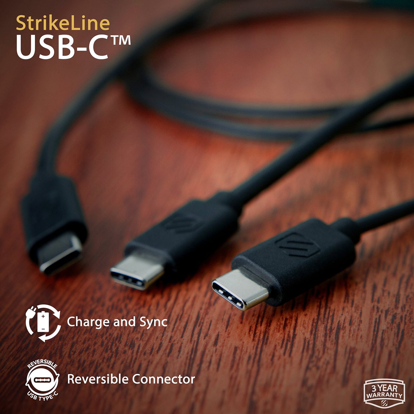 SCOSCHE StrikeLine USB Type C/USB-C to USB Type C/USB-C Quick Charge & Sync Cable with 480 Mbps Transfer Rate - Compatible with Samsung Galaxy S8/S8…