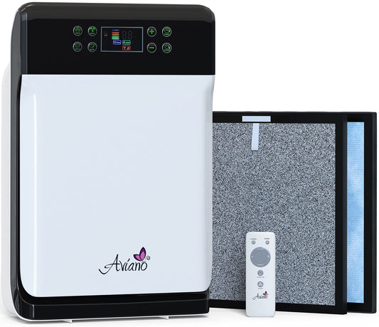 Aviano AV890 7-in-1 Smart Home Air Purifier w/True HEPA Filter for Large Room (350sqft) | Great for Smokers, Pets, Allergies | Filters Pet Hair, Dust