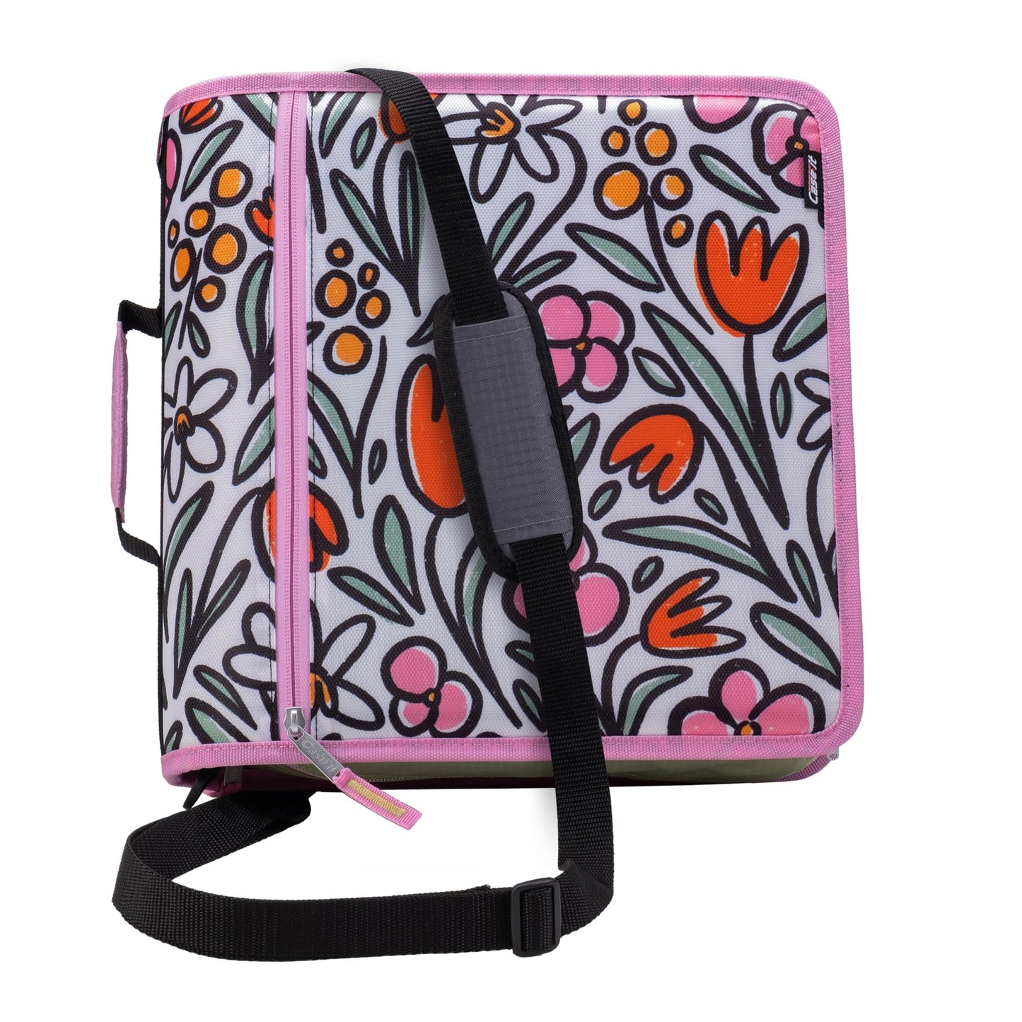 Case-it Mighty Zip Tab School Zipper Binder | 3-Inch O-Rings, 600-Sheet Capacity, 5-Subject Expanding File Folder, Multiple Pockets & Storage