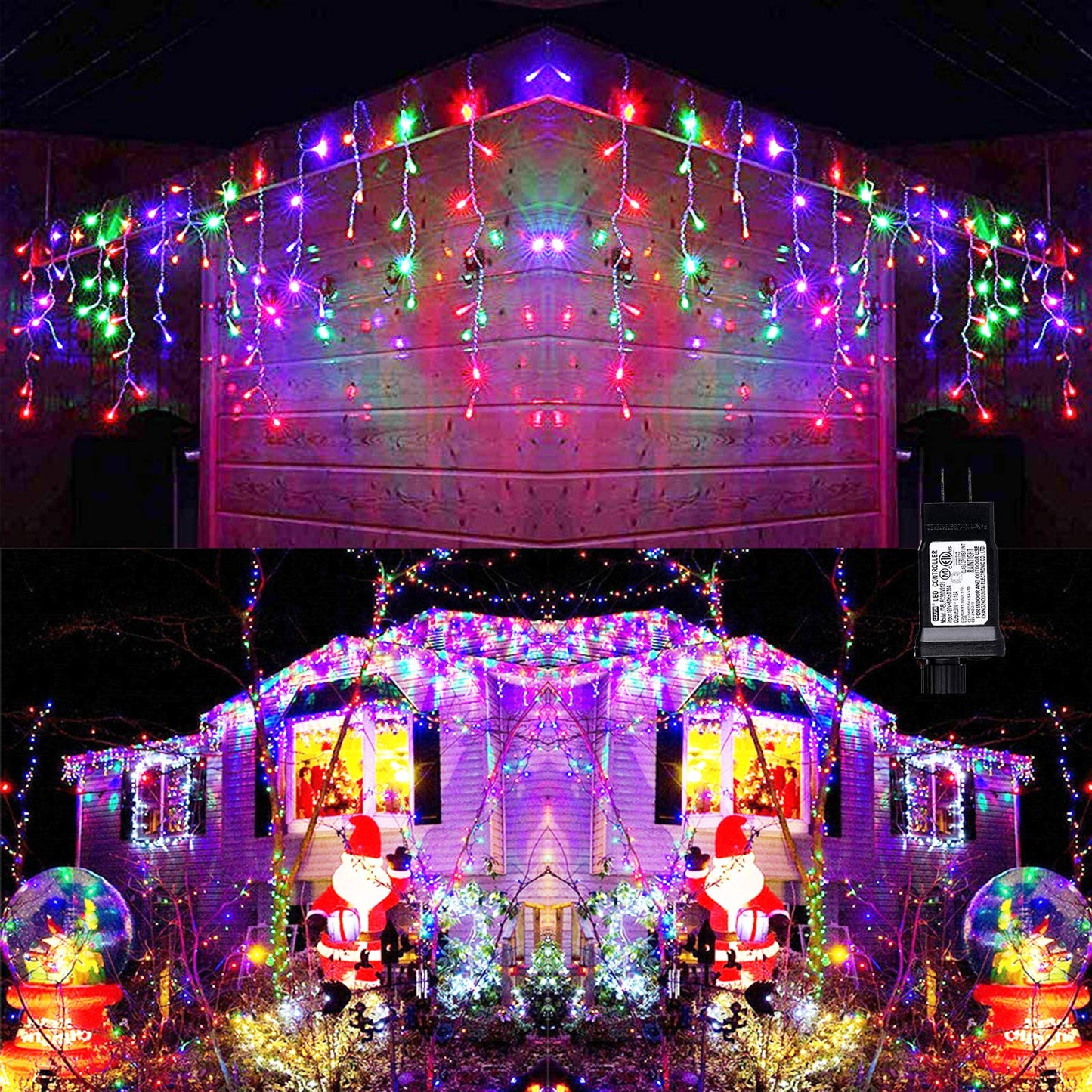 Toodour Christmas Icicle Lights Outdoor, 360 LED 29.5ft 8 Modes Fairy Icicle String Light with 60 Drops, Led Christmas Lights Twinkle for Holiday