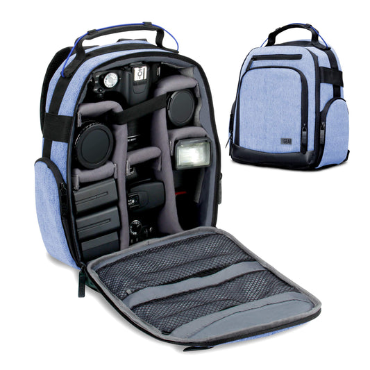 USA Gear Portable Camera Backpack for DSLR with Customizable Accessory Dividers, Weather Resistant Bottom and Comfortable Back Support - Compatible