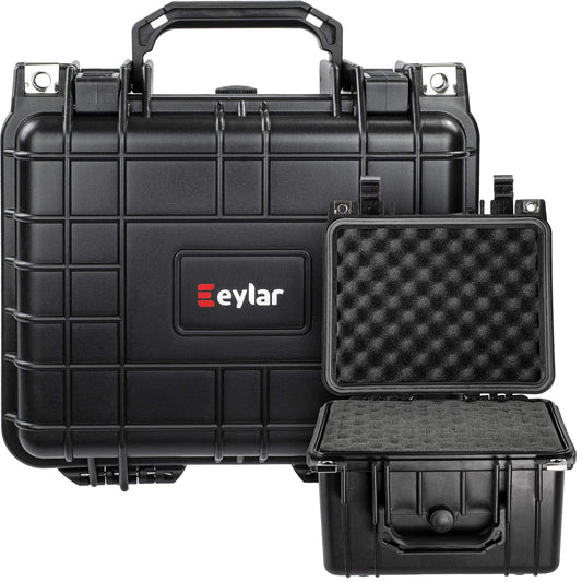Eylar Small 10.62" Deep Gear, Equipment, Hard Camera Case Waterproof with Foam (Black) TSA Standards