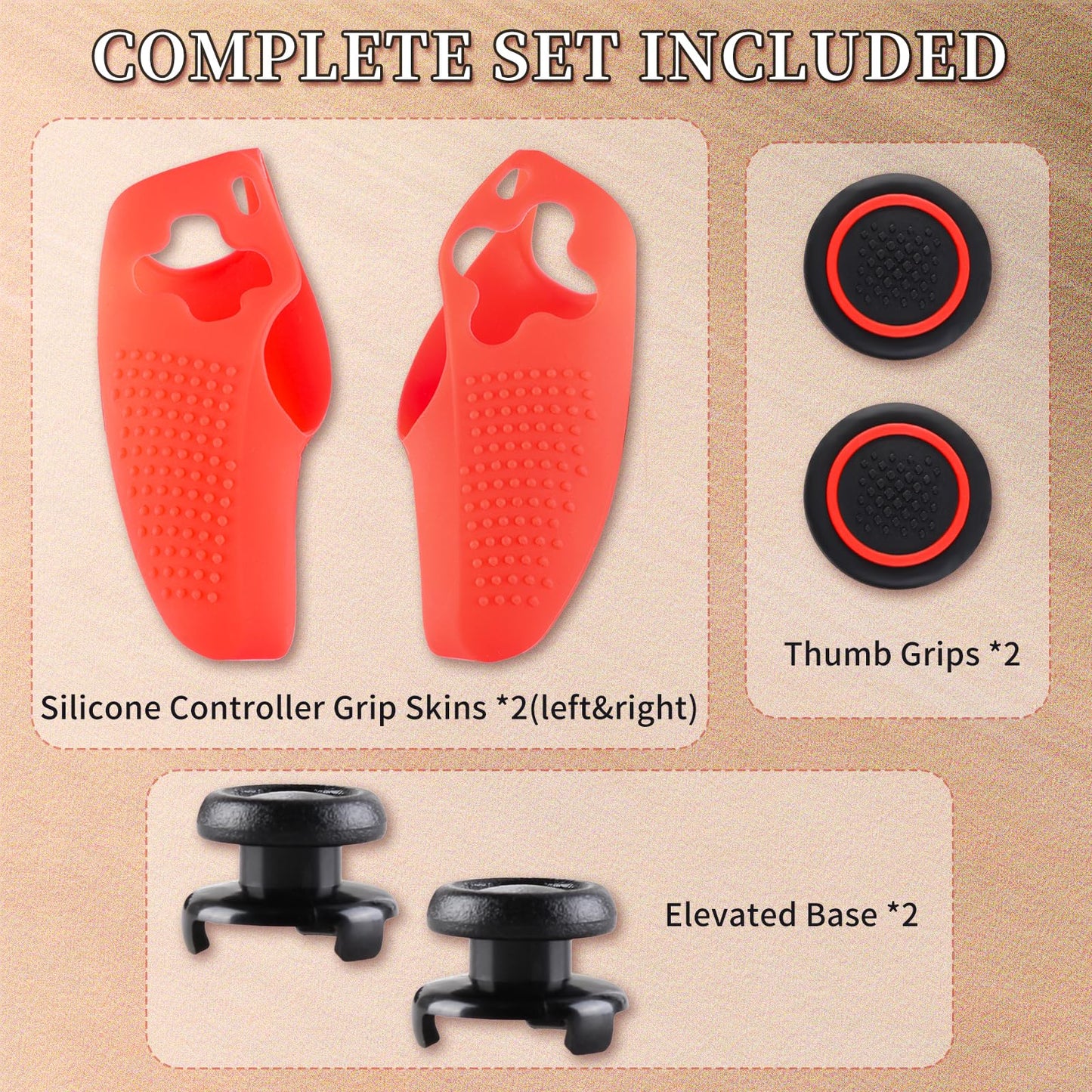 SoAegis Split Anti-Slip Controller Skin Set, with 2 Thumb Grips & 2 Elevated Base, Individually Silicone Grip Controller Case for PS5 DualSense