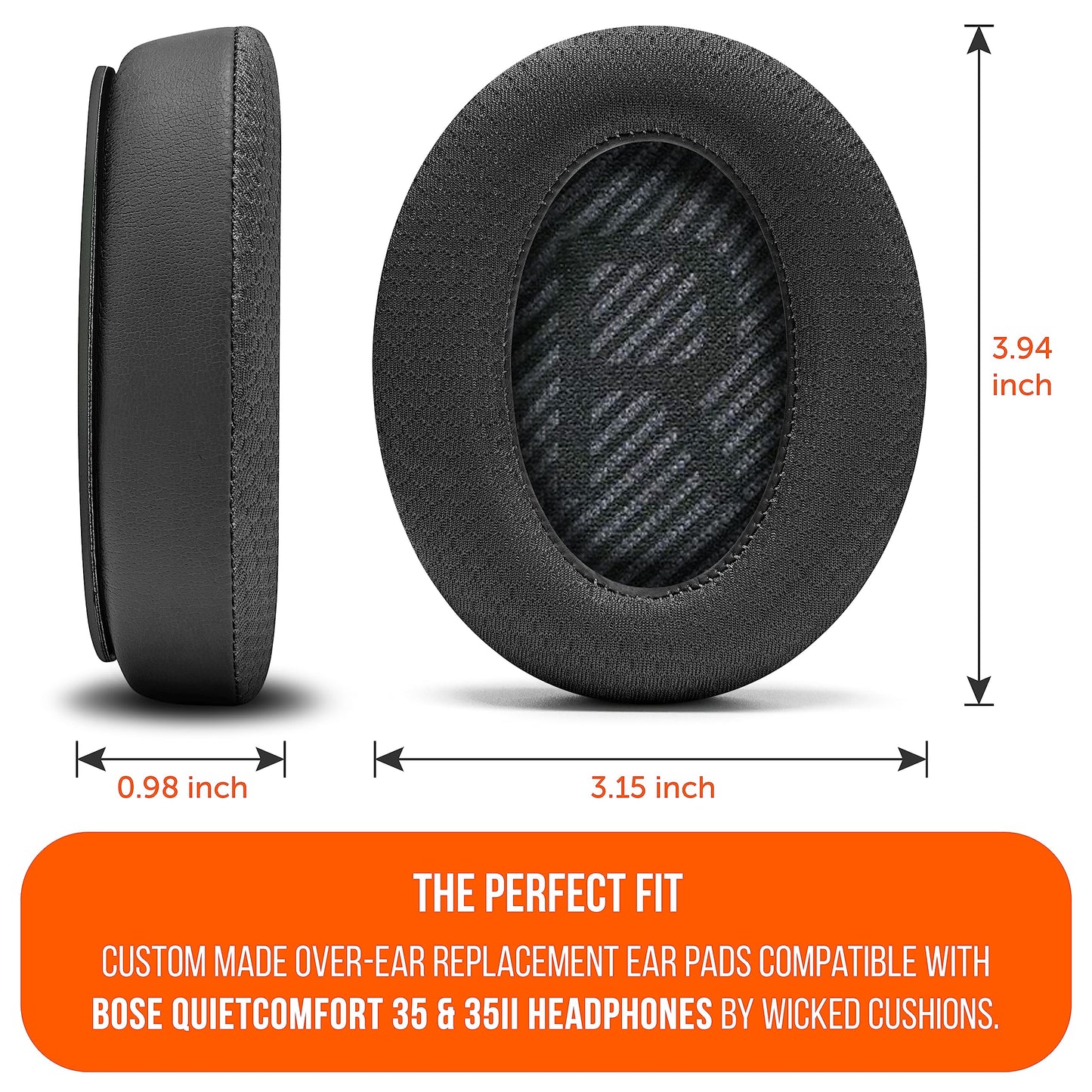 WC Freeze QC35 - Cooling Gel Ear Pads for Bose QC35 & QC35ii (QuietComfort 35) Headphones & More | Breathable Sports Fabric, Cooling Gel, Extra Thick