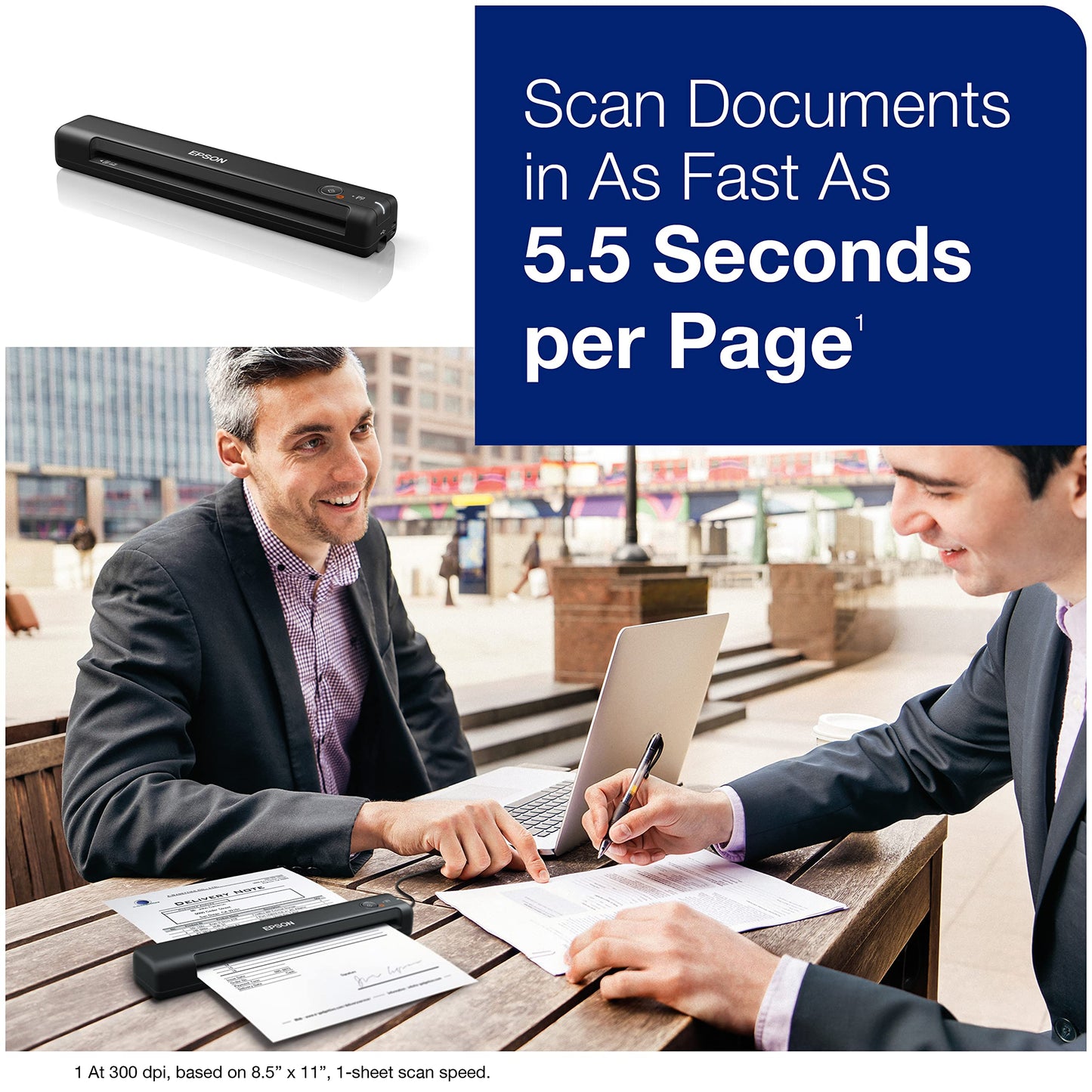 Epson Workforce ES-50 Compact Portable Single-Sheet-Fed Receipt and Document Scanner for Computers Including PC and Mac, USB Powered