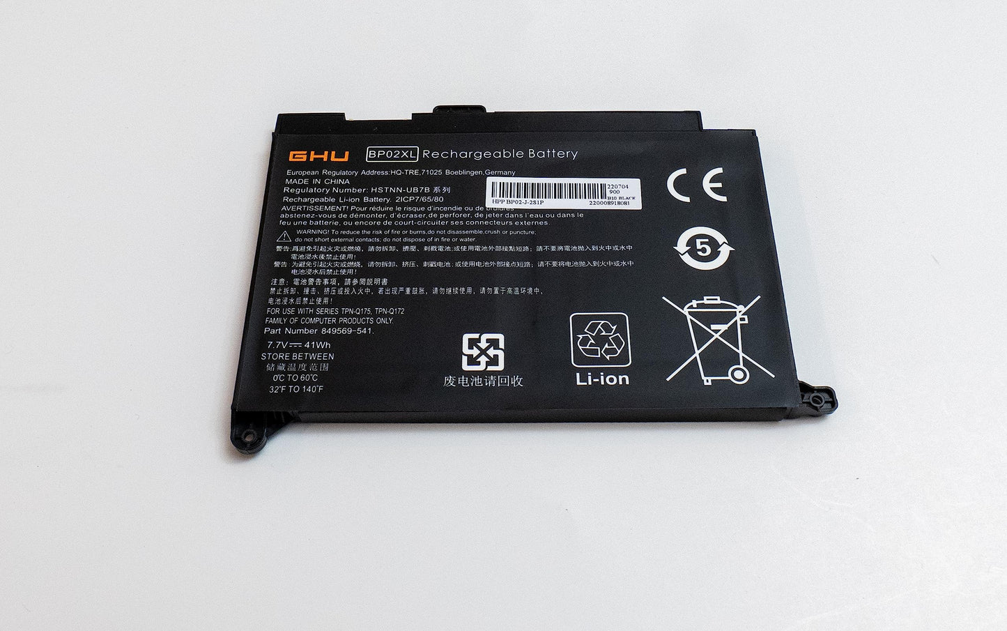 GHU New Laptop Battery BP02XL 7.7V 41Wh 849909-850 Compatible with HP Pavilion PC 15-AU000 15-AU010WM AU018WM Series BP02XL BP02041XL HSTNN-LB7H